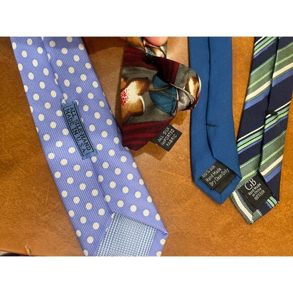 JZ RICHARDS Monsieur Givenchy Silk Tie Lot Geoffrey Bush 4 ties flowers polka - Picture 2 of 3